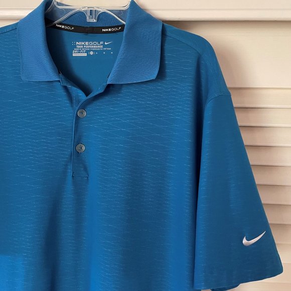 Nike Golf Dri-Fit Tour Performance Blue Short Sleeve Polo Shirt M - Picture 2 of 5